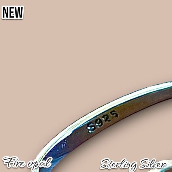 New .925 White Fire Opal Round CZ Crystal Vintage Wedding Engagement Ring - Picture 9 of 9